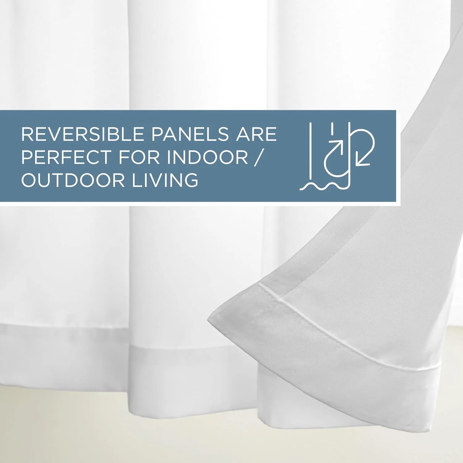 TOWN & COUNTRY BASICS Cabana Solid Heavyweight Indoor Outdoor Curtains, Light Filtering Opacity with Grommet Top, Water Repellent, 2-Pack Set, 54"x108", Winter White