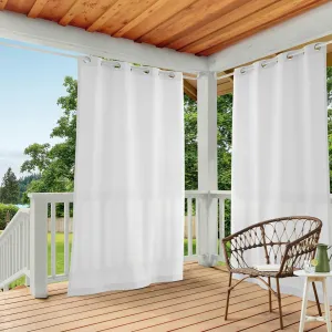 TOWN & COUNTRY BASICS Cabana Solid Heavyweight Indoor Outdoor Curtains, Light Filtering Opacity with Grommet Top, Water Repellent, 2-Pack Set, 54"x108", Winter White