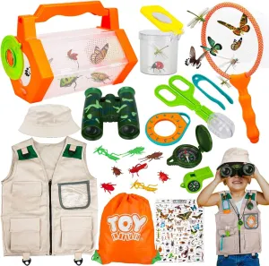 TOY Life Kids Explorer Bug Catcher Kit with Safari Costume, Binoculars Kids Outdoor Toys, Bug Toys, Butterfly Net, Camping Set Outdoor Activities Adventure Kit Nature Exploration Gifts Kid Ages 3-12