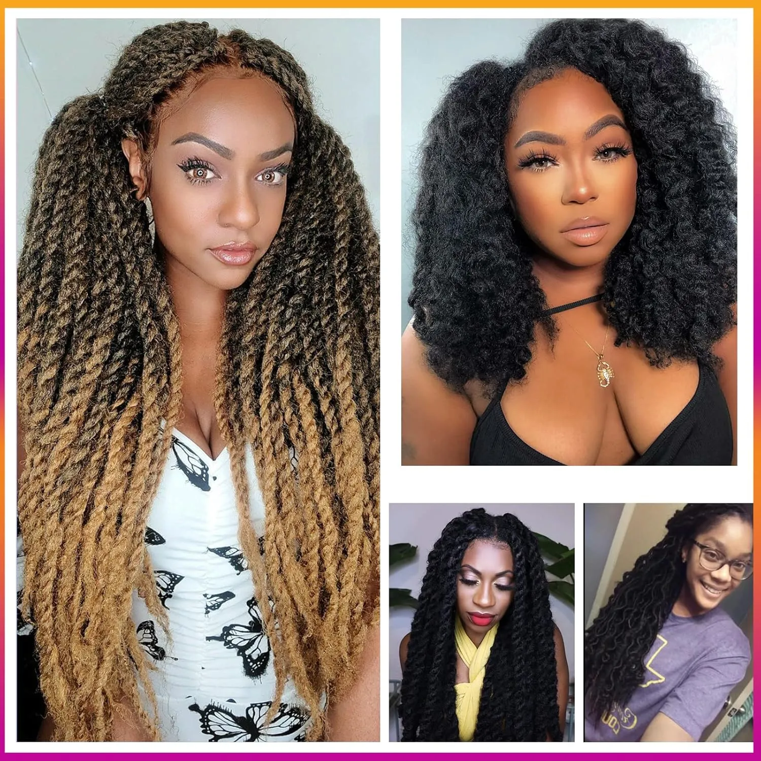ToyoTress Marley Twist Braiding Hair - 18 Inch 6 Packs Ombre Burgudy Red Marley Twist Crochet Hair, Marley Hair For Faux Locs Afro Kinky Curly Marley Braids Synthetic Braiding Hair (18 Inch-6P, T-Bug)