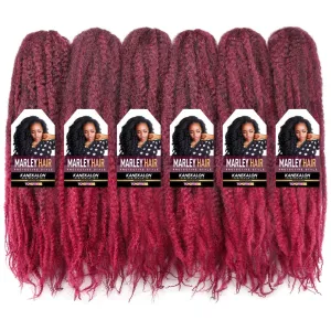 ToyoTress Marley Twist Braiding Hair - 18 Inch 6 Packs Ombre Burgudy Red Marley Twist Crochet Hair, Marley Hair For Faux Locs Afro Kinky Curly Marley Braids Synthetic Braiding Hair (18 Inch-6P, T-Bug)