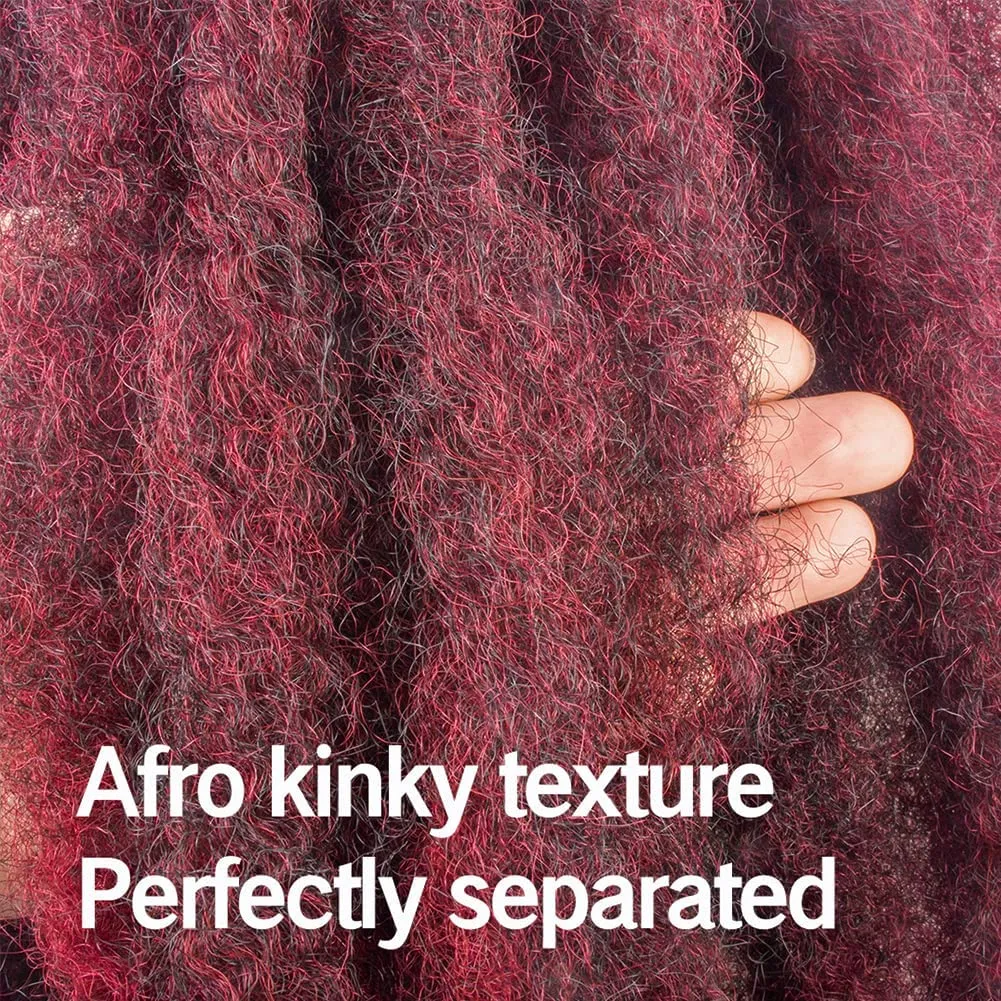 ToyoTress Marley Twist Braiding Hair - 18 Inch 6 Packs Ombre Burgudy Red Marley Twist Crochet Hair, Marley Hair For Faux Locs Afro Kinky Curly Marley Braids Synthetic Braiding Hair (18 Inch-6P, T-Bug)