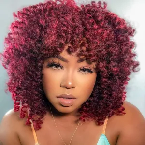 Toyotress Wand Curl Crochet Hair - 6 Inch 6 Packs Ombre Burgundy Red Jamaican Bounce, Short Bob Curly Braids, Bouncy Curls Synthetic Braiding Hair Extensions (T-Bug-6P)