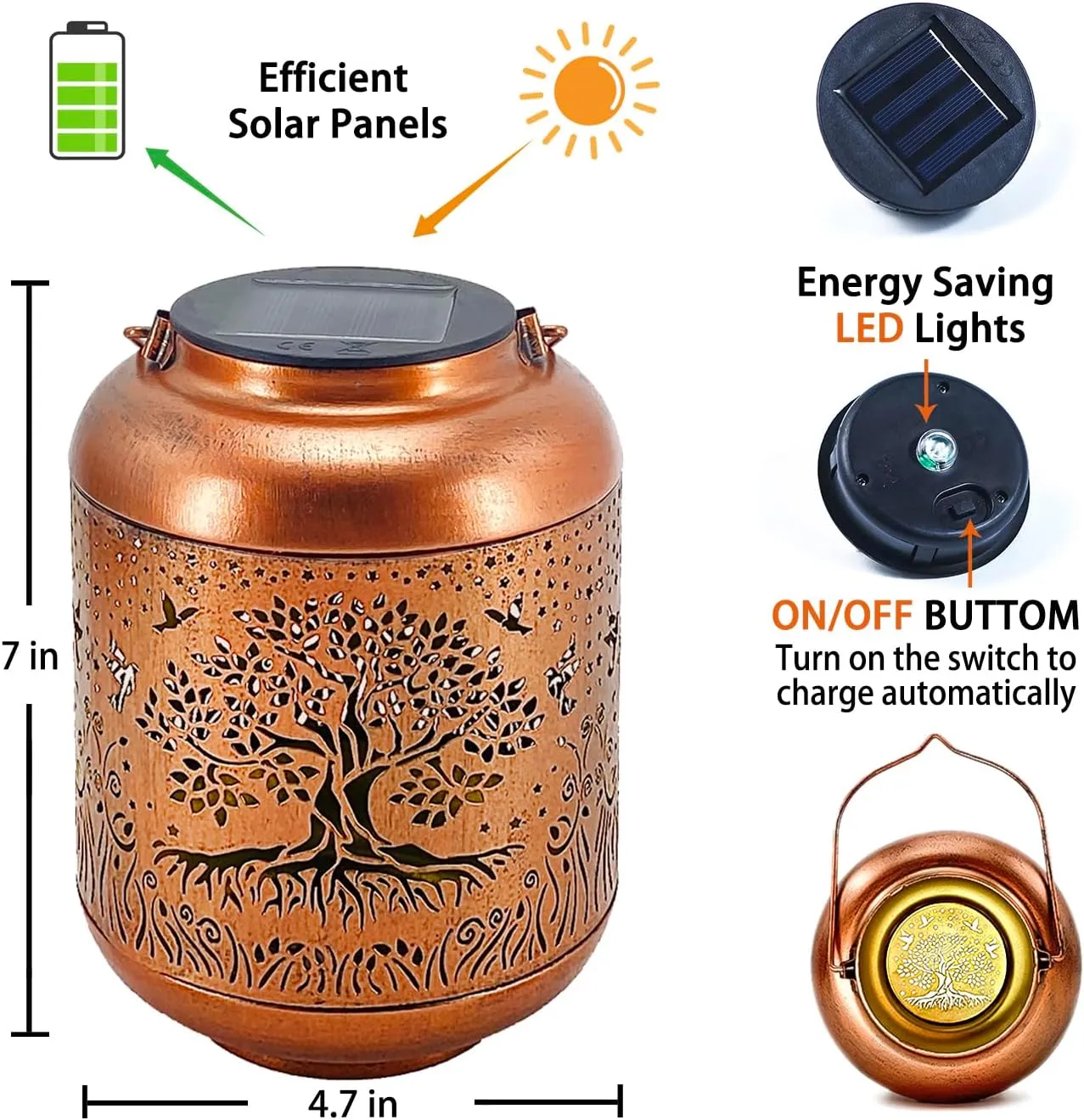 Tree of Life Solar Lanterns Outdoor Waterproof Hanging Solar Lights Big Tree Gifts for Women Men Metal Decorative LED Lanterns for Yard, Patio, Lawn, Tabletop, Pathway, Landscape, Garden Decor