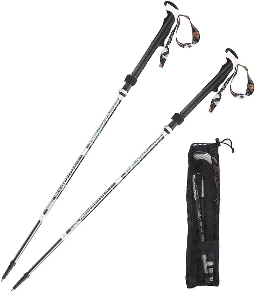 Trekking Poles Collapsible Lightweight Antioxidant Carbon Fiber Cross The River Snow Absorb Ultralight Fast Lock Walking Travel Travel by Walking Lightweight for Men Women Long
