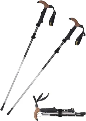 Trekking Poles Collapsible Lightweight Carbon Tungsten Steel Rod Tip Lightweight Anti-Shock Adjustable T-Handle 2PCS Accessories and Carry Bags