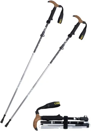 Trekking Poles Collapsible Lightweight Carbon Tungsten Steel Rod Tip Mountaineering Equipment Anti-Shock T-Handle 2PCS Accessories and Carry Bags