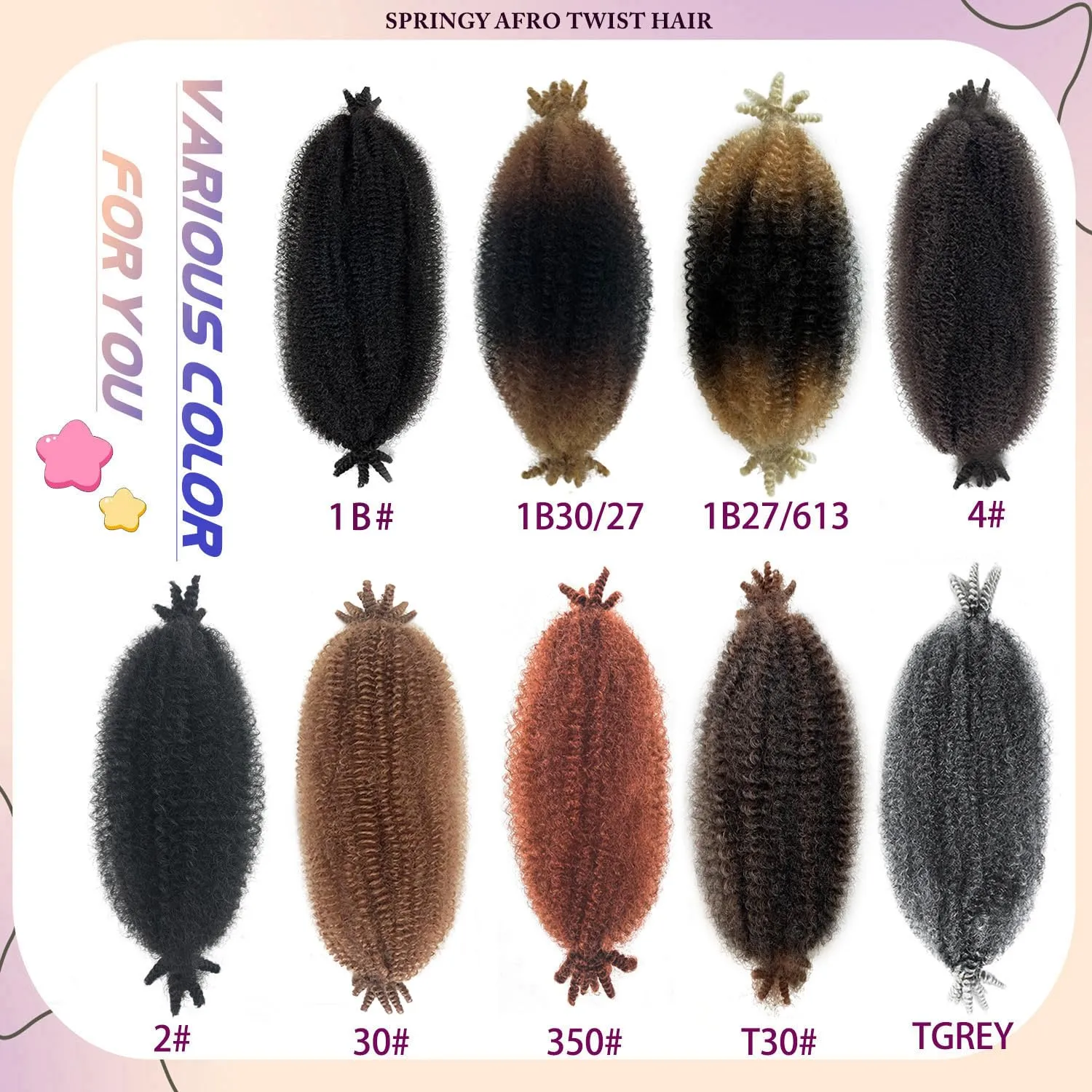 Twisted Up Springy Afro Twist 8 Packs Afro Twist Hair 12 Inch Marley Hair 1B/30/27 Kinky Curly Braiding Hair for Butterfly Locs Ombre Blonde Cuban Twist Hair Synthetic Spring Twist Hair Extensions