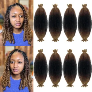 Twisted Up Springy Afro Twist 8 Packs Afro Twist Hair 12 Inch Marley Hair 1B/30/27 Kinky Curly Braiding Hair for Butterfly Locs Ombre Blonde Cuban Twist Hair Synthetic Spring Twist Hair Extensions