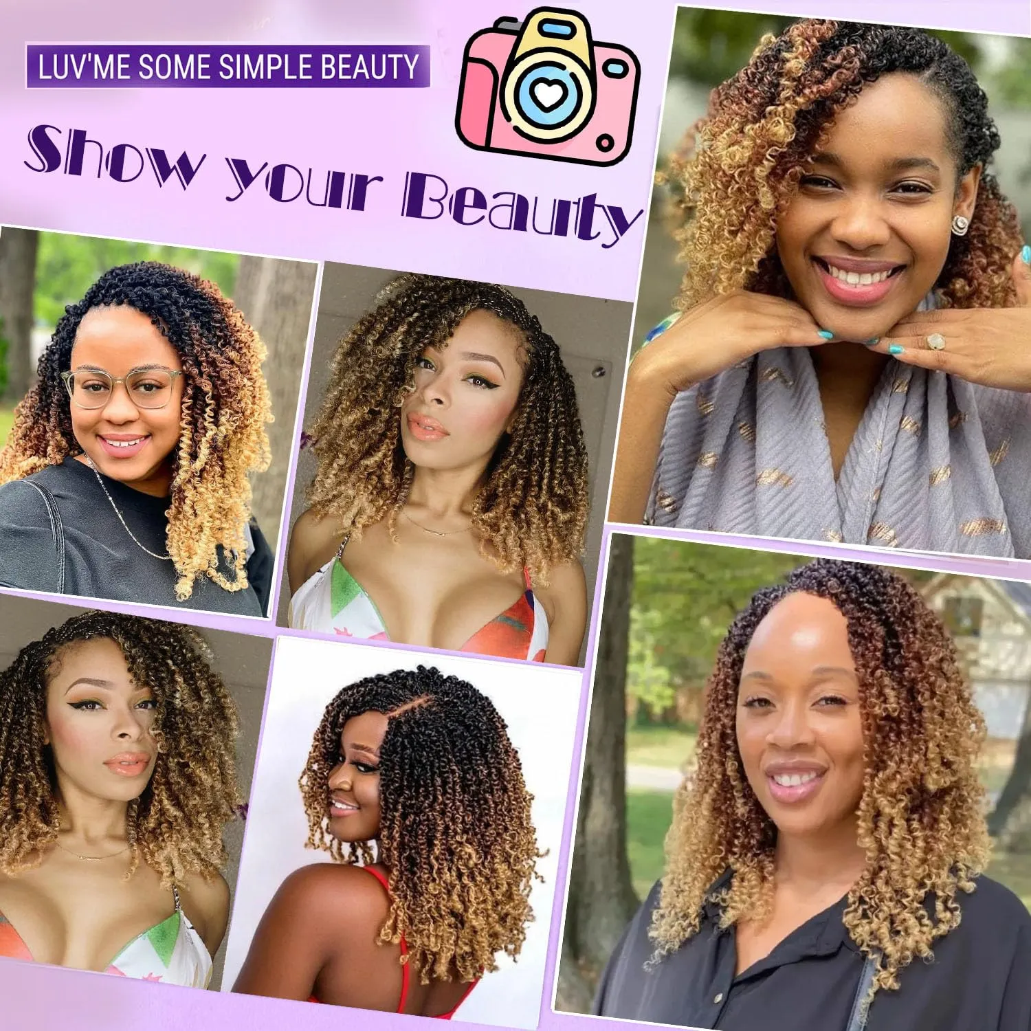 Twisted Up Springy Afro Twist 8 Packs Afro Twist Hair 12 Inch Marley Hair 1B/30/27 Kinky Curly Braiding Hair for Butterfly Locs Ombre Blonde Cuban Twist Hair Synthetic Spring Twist Hair Extensions