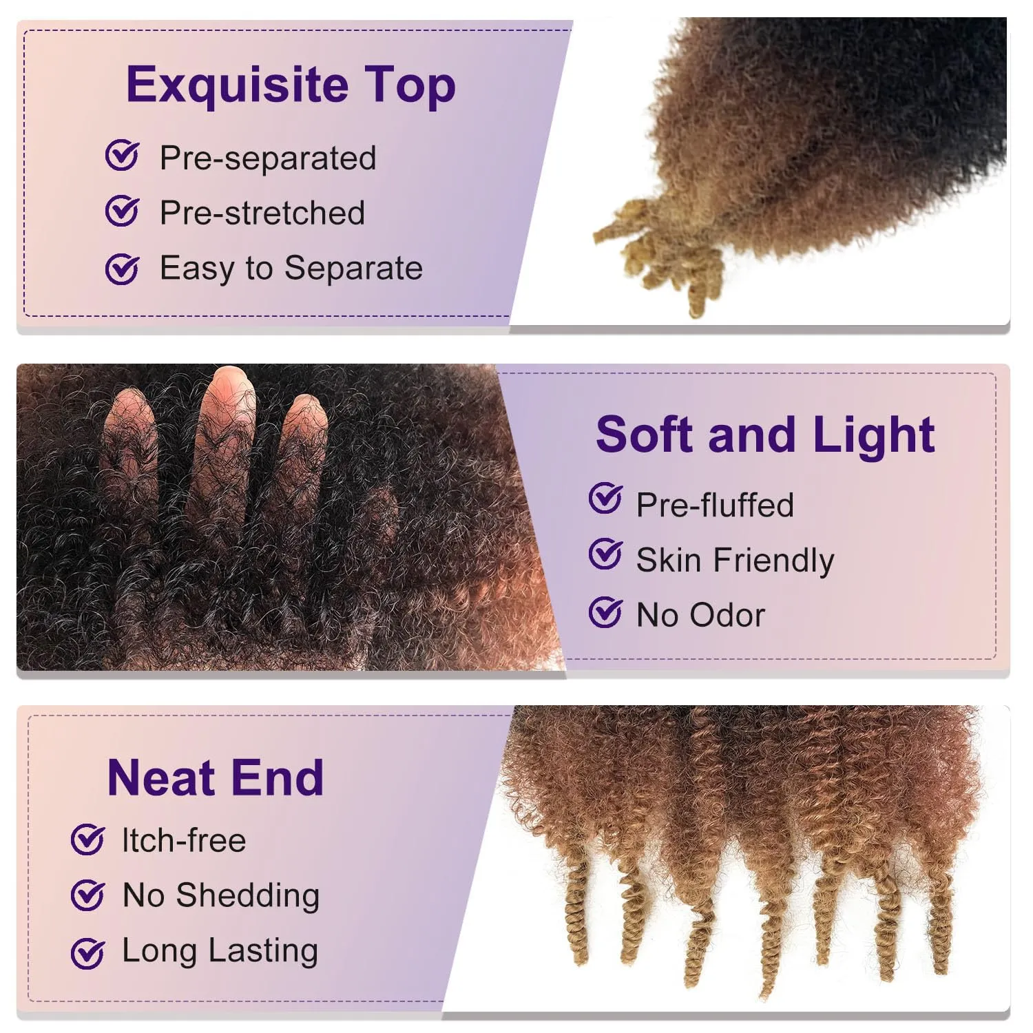 Twisted Up Springy Afro Twist 8 Packs Afro Twist Hair 12 Inch Marley Hair 1B/30/27 Kinky Curly Braiding Hair for Butterfly Locs Ombre Blonde Cuban Twist Hair Synthetic Spring Twist Hair Extensions