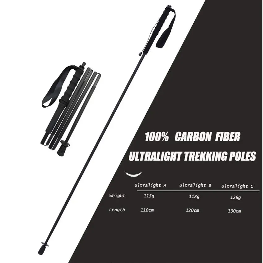Ultra-Light Carbon Fiber Trekking Poles: Folding Hiking & Nordic Walking