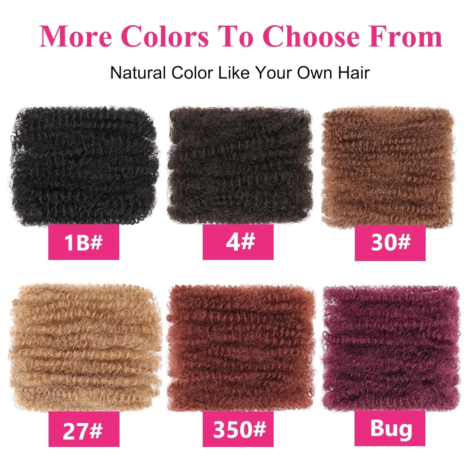Unionbeauty 3 Packs Afro Kinky Curly Bulk Hair 16 Inch Copper Red Kinky Curly Braiding Hair for Micro Twist Braiding Hair Ginger Synthetic Afro Twist Kinky Hair Extension for Woman 350#