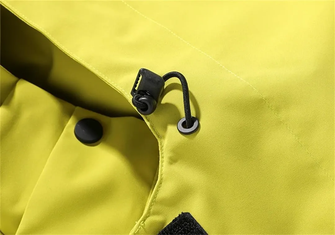 Unisex Waterproof Detachable Hood Lightweight Windproof Coat Breathable Raincoat Hiking Jacket
