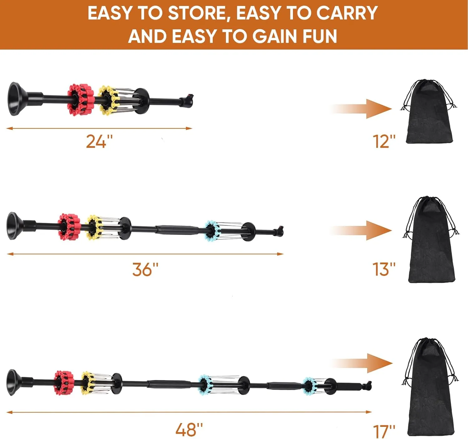 uolent 24" 36" 48" Portable Tactical Blowgun for .40 Caliber with Dart Set，Carry Bag - Perfect for Outdoor Target Practice