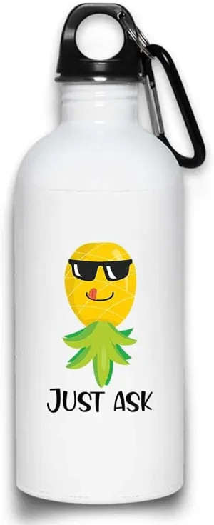 Upside Down Pineapple Swinger Couples Water Bottle with with Screw top Lid Funny Swing | White Stainless Steel 20 Oz