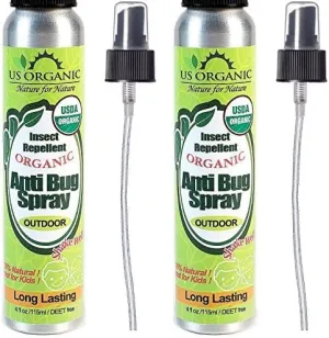 US Organic Organic Mosquito Repellent Anti Bug Outdoor Pump Sprays, 4 Ounces, Certified Organic, Proven Results by lab Testing, deet-Free (Pack of 2)