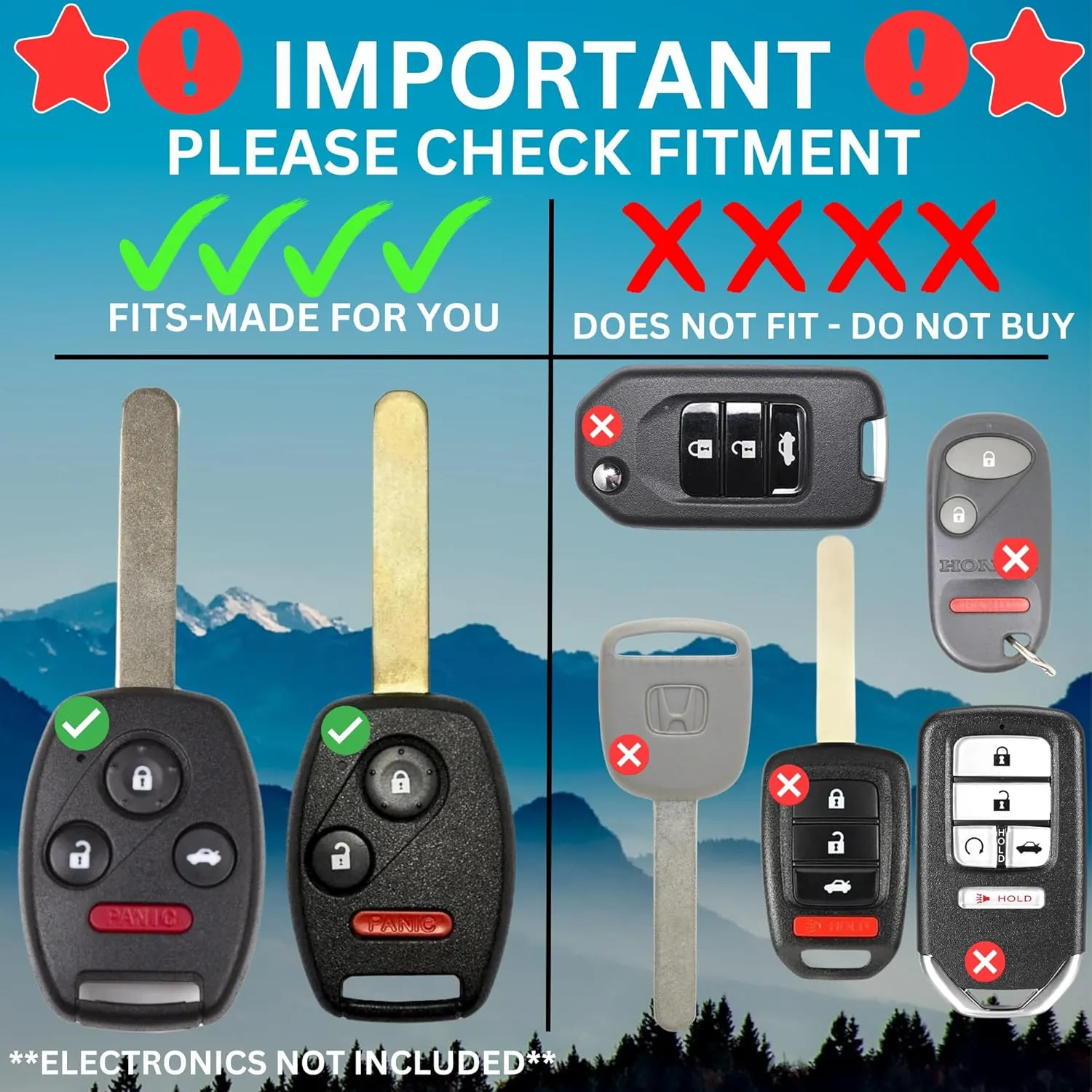 USA-Made Honda Key Fob Shell | Crack-Resistant & Durable | Seamless Fit | Enhanced Longevity & Functionality | Integrated Bottle Opener | Easy DIY Installation (Black, 4 Button)