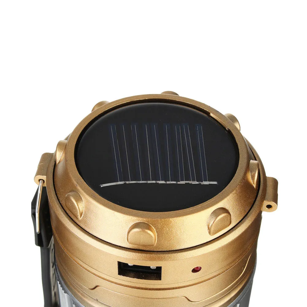 USB Rechargeable Solar Charger LED Flashlight Camping Lantern Portable Tent Lamp