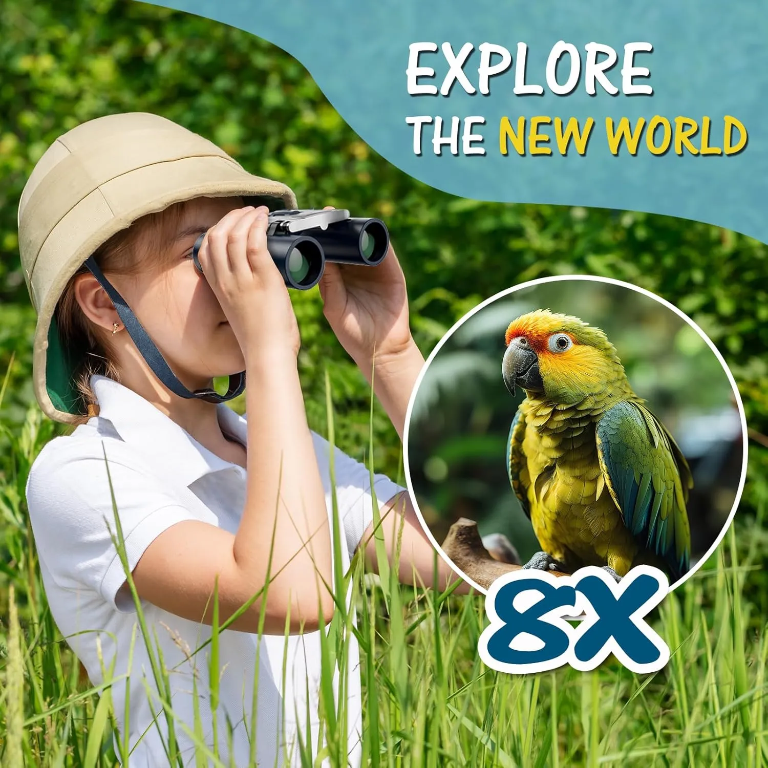 USCAMEL Compact Binoculars for Adults Kids: 8x21 Small Binoculars for Travel Bak4 Prisms - for Children Toddler Bird Watching Hunting Concert Opera(Blue)