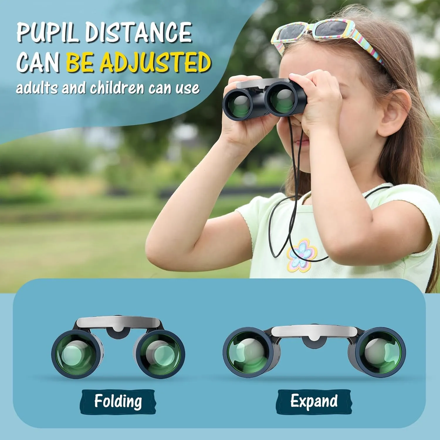 USCAMEL Compact Binoculars for Adults Kids: 8x21 Small Binoculars for Travel Bak4 Prisms - for Children Toddler Bird Watching Hunting Concert Opera(Blue)