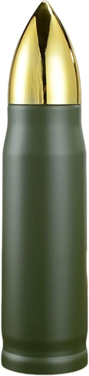 Vacuum Cup Vacuum Flask Stainless Steel Insulated Water Bottle Creative Shape Bpa Leak-Resistant Coffee Tumbler Army Green 500ML