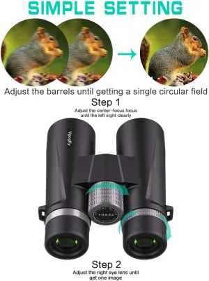 Vgogfly 10X42 Binoculars Life Waterproof Large Eyepiece Binoculars
