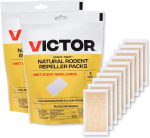 Victor M805-2SR Scent-Away Natural Rodent Repeller – Peppermint Oil Mouse and Rat Repellent – 10 High-Strength Rodent Repelling Sachets Included, Yellow, 2 Pack