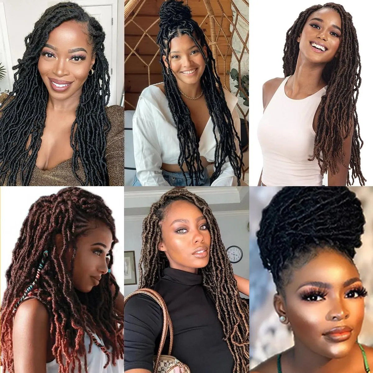 Violet 18 Inch New Faux Locs Crochet Hair Soft Locs Crochet Hair Natural Faux Braids Pre-looped Synthetic Afro Roots Braid For Black Women (18Inch, 6Packs, 1B)