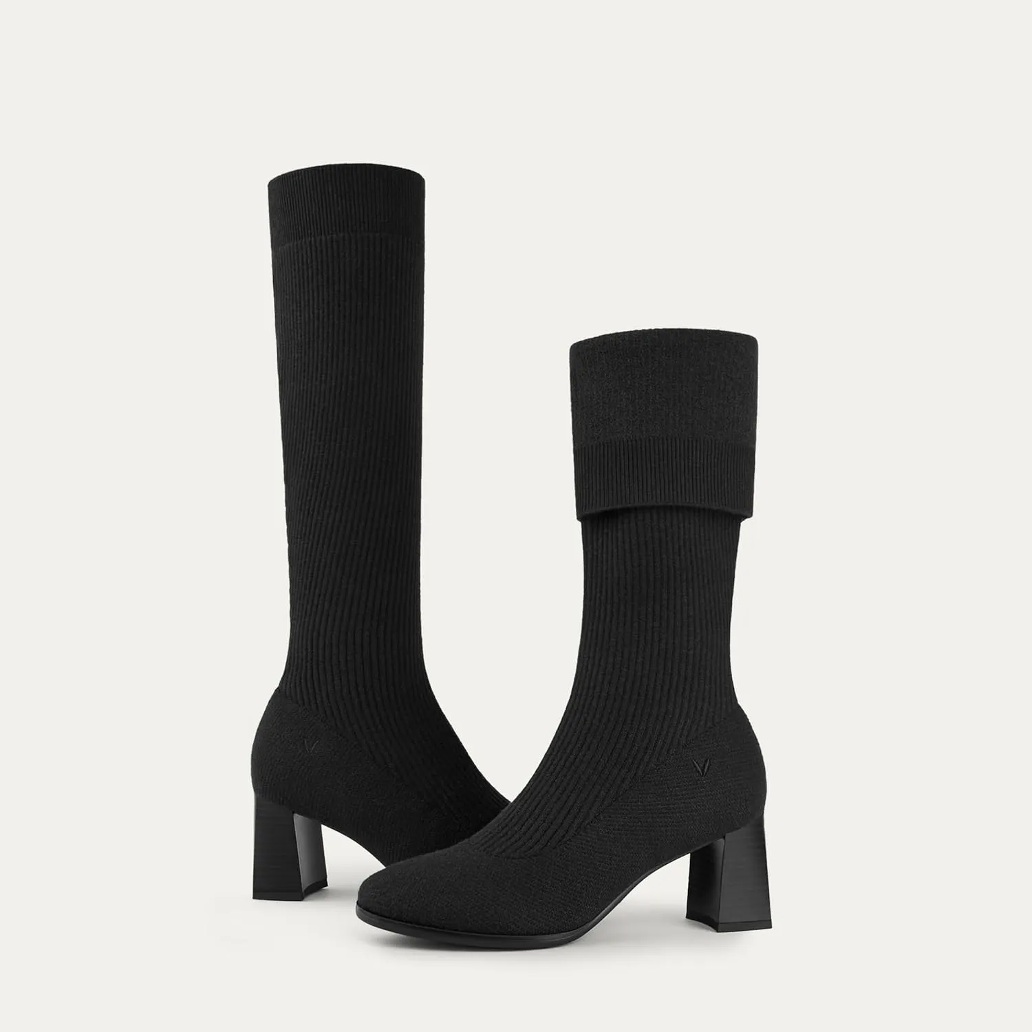 VIVAIA Tessa Women's wool knee-high Boots Slip on High Round-toe Booties Lady Dress Blazer Skirt Jeans Winter Fall Water Repellent Boots
