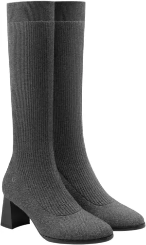 VIVAIA Tessa Women's wool knee-high Boots Slip on High Round-toe Booties Lady Dress Blazer Skirt Jeans Winter Fall Water Repellent Boots