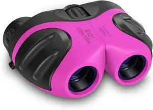 VNVDFLM Binoculars for Children - Birthday Gifts for 4-12 Years Old, Outdoor Play, Boys & Girls, Ages 4-5, 6-8 - Children's Day Gift (Pink)