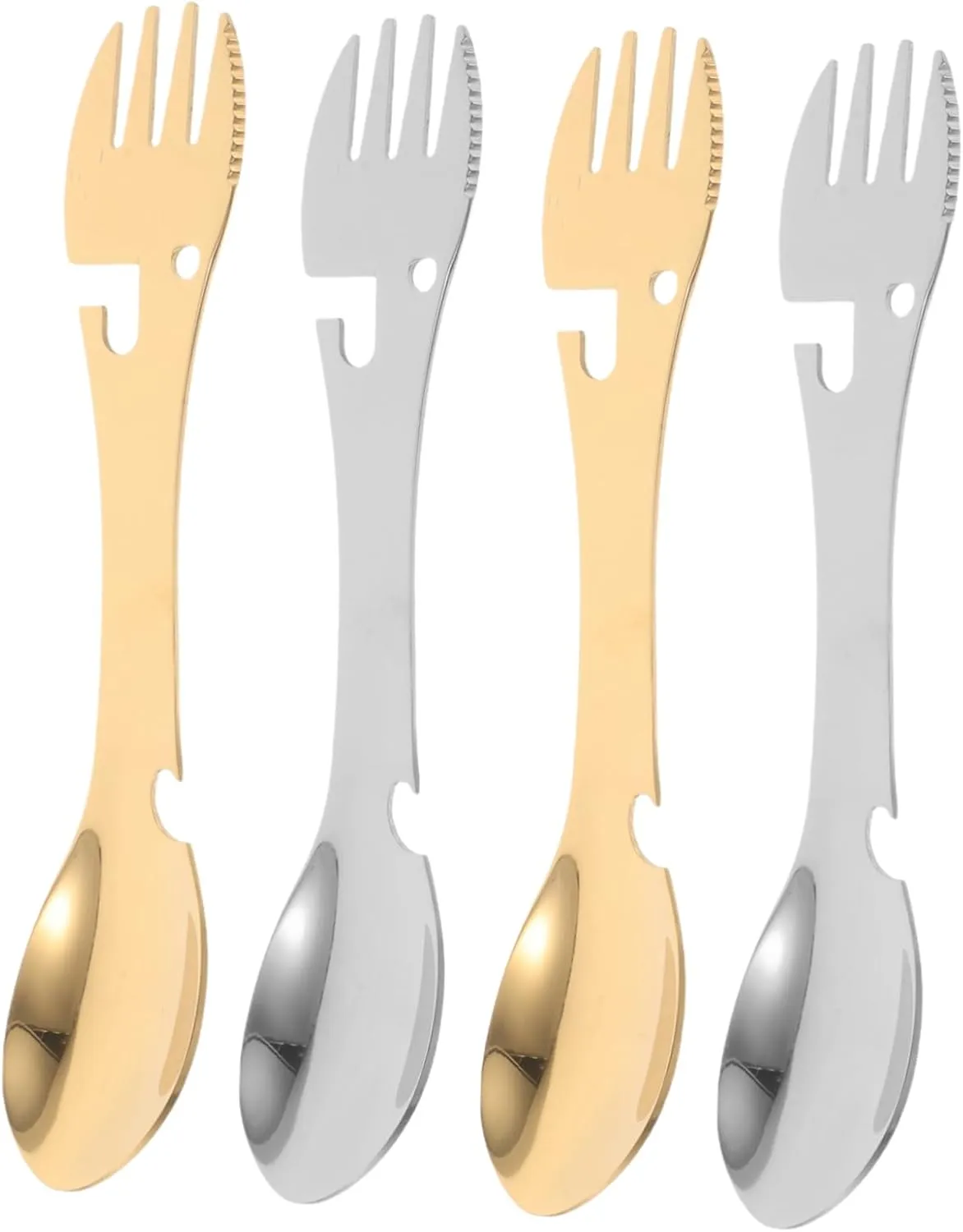 Wakauto Picnic Lunch Box Utensils Stainless Steel Multi-function Knife Spoon Fork Can Opener for Outdoor Use