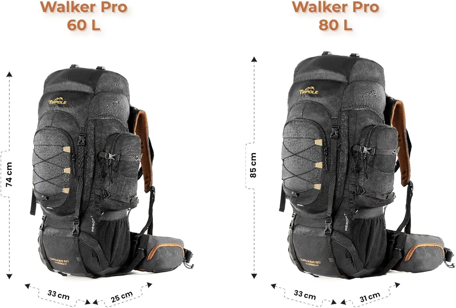 Walker Pro Internal Frame Rucksack for Trekking and Hiking (Black, 60)
