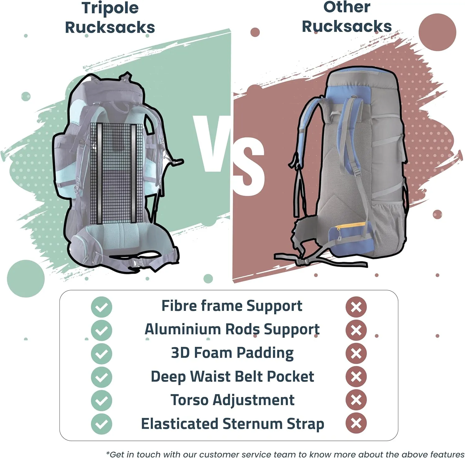 Walker Pro Rucksack for Trekking and Hiking (Navy Blue, 60)