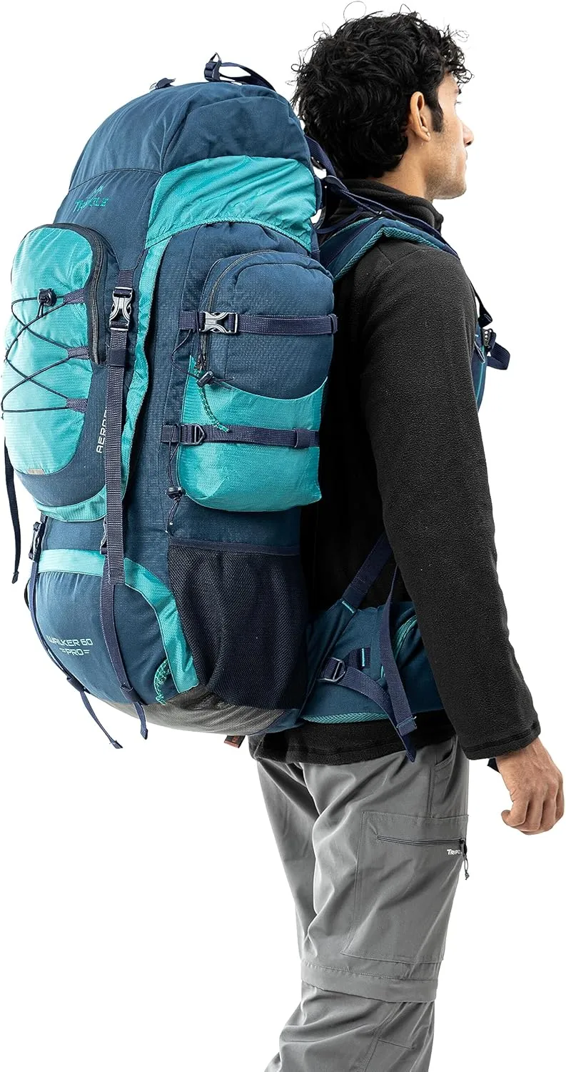 Walker Pro Rucksack for Trekking and Hiking (Navy Blue, 60)