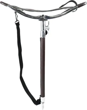 Walking Stick with Leather Seat Moon Shape Hunting Chair Adjustable Outdoor Shooting Stick Trekking Stool Camping Chair Foldable Seat Hiking Stick