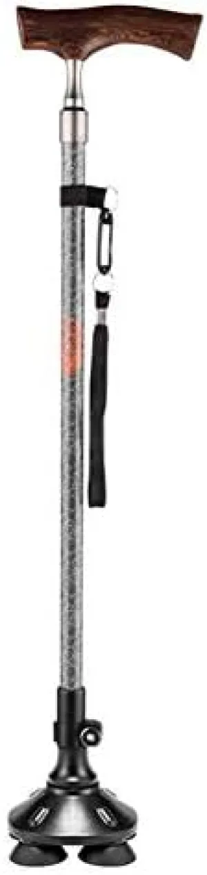 Walking Stick with Wooden Handle, Lightweight Adjustable Walking Cane for Balance Rotation with Ergonomic Handle Crutches