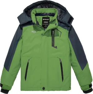 Wantdo Boy's Waterproof Ski Jacket Fleece Snowboarding Jackets Warm Thick Winter Coat Hooded Raincoats