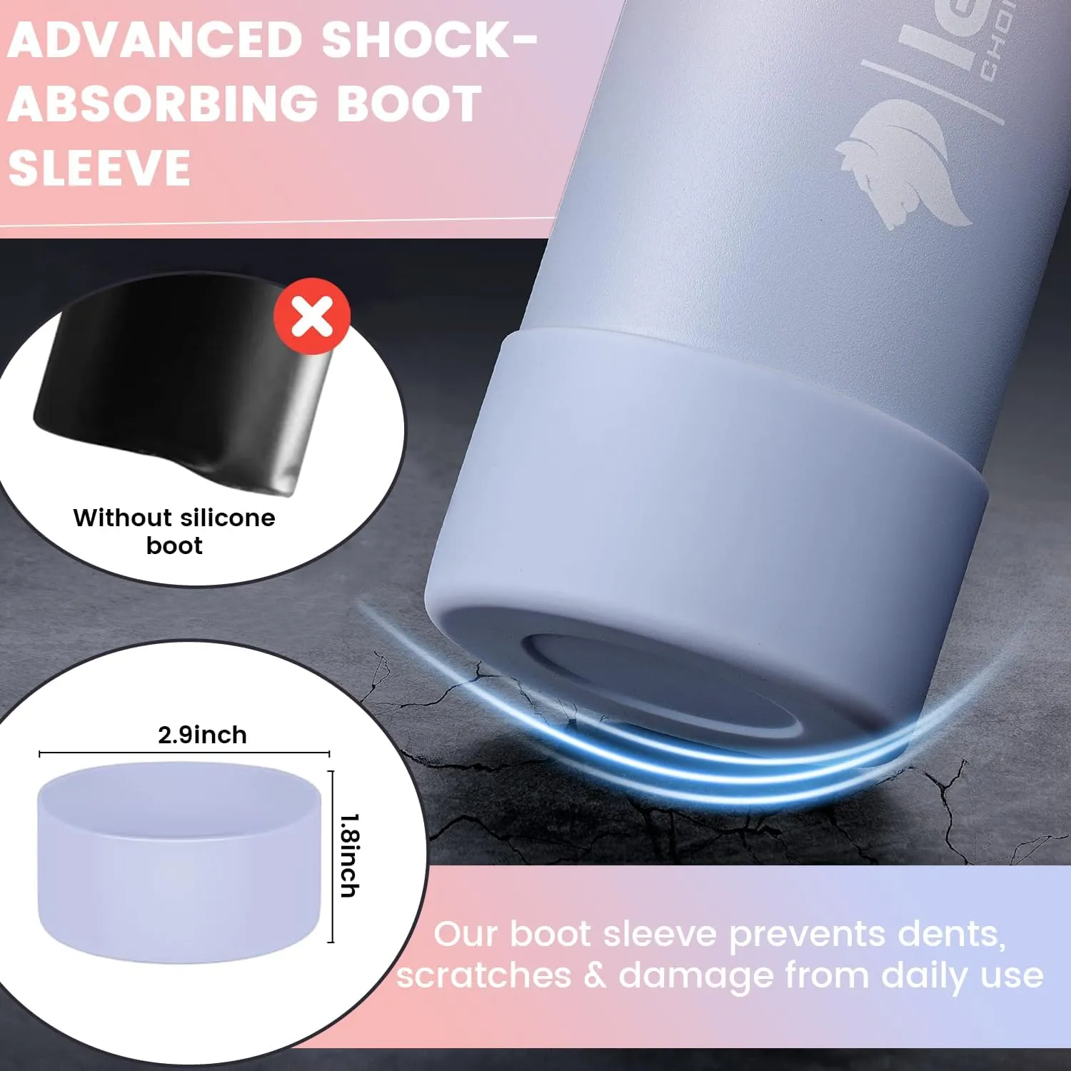 Water Bottle 22oz, Triple Walled Insulated Stainless Steel Reusable Bottle, Silicone Sleeve, 2 Lids (Spout lid & Straw lid w/2 straw), Metal Mug Gallon, BPA Free, Pinky