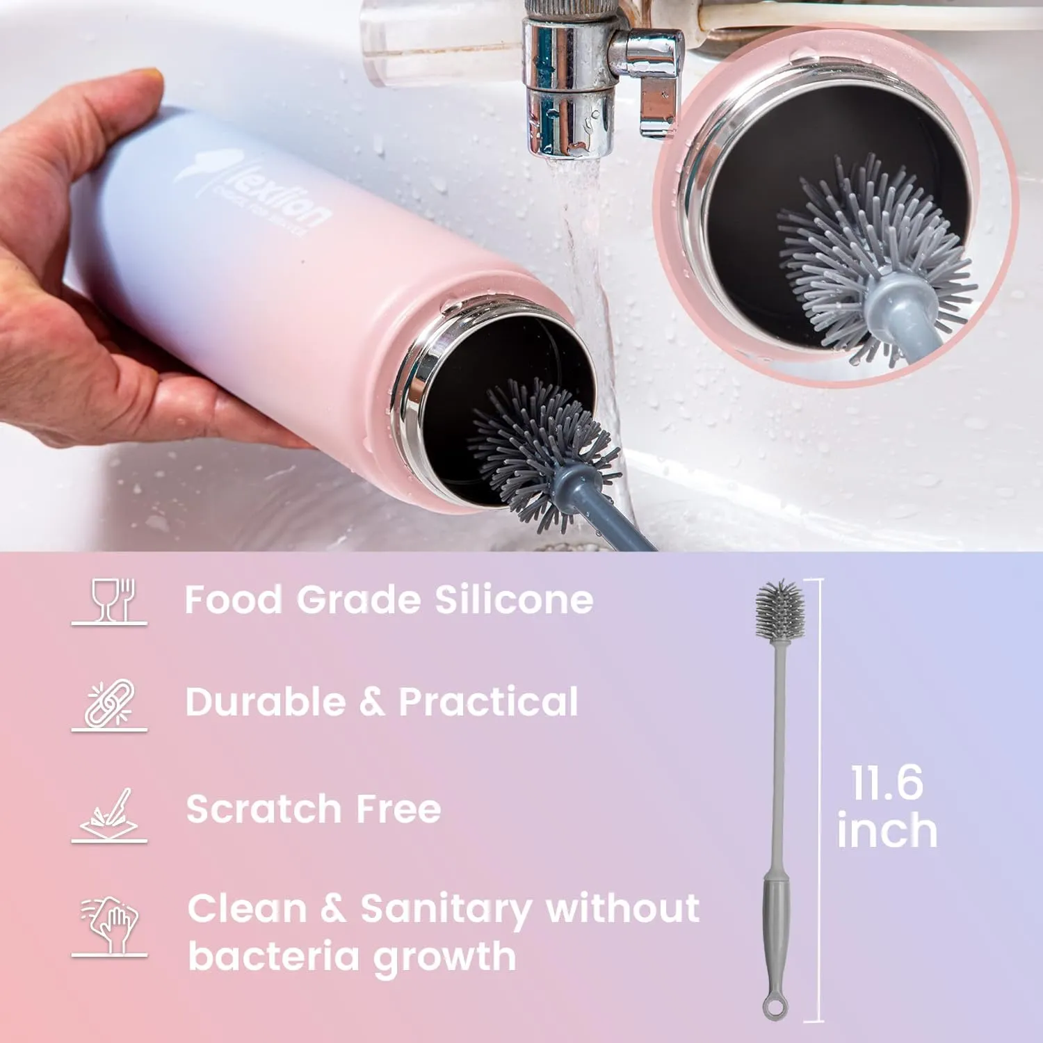 Water Bottle 22oz, Triple Walled Insulated Stainless Steel Reusable Bottle, Silicone Sleeve, 2 Lids (Spout lid & Straw lid w/2 straw), Metal Mug Gallon, BPA Free, Pinky