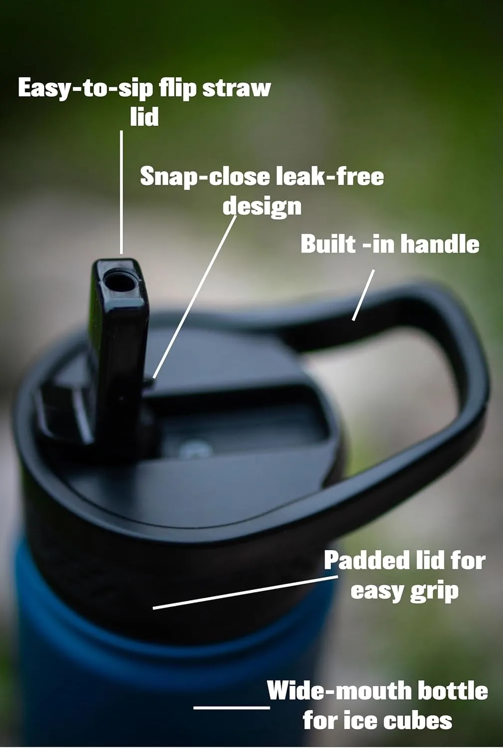 Water Bottle - 32 Oz, Wide Mouth, Premium Stainless Steel Bottle with Straw Lid, Double Walled Vacuum Insulated, Thermo Mug, Metal Flask, Leak Proof, Eco-Friendly