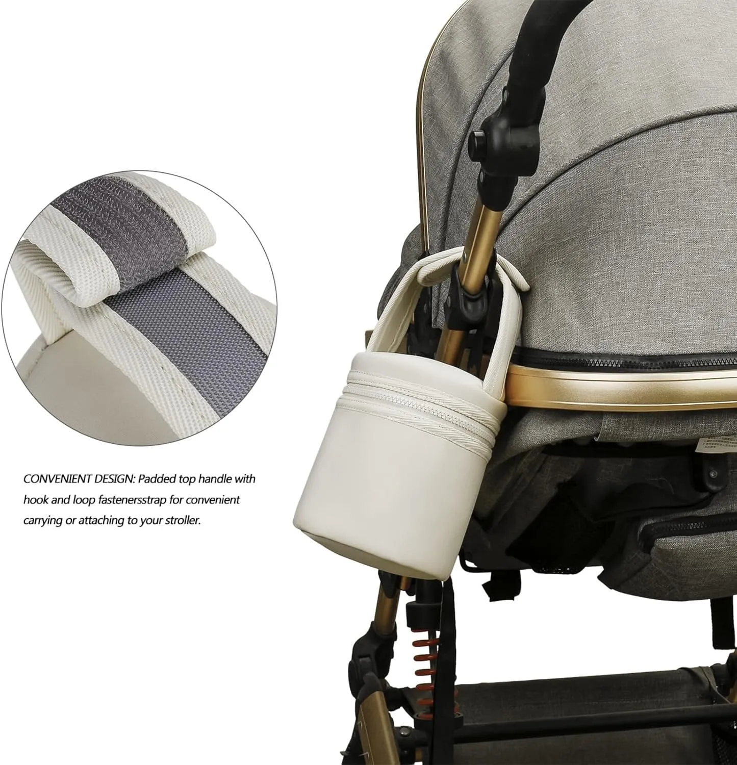 Watertight Insulated Baby Bottle Storage Bag Thermal Baby Bottle Holder Bag Easy Carry for Travel & Outdoor Activity, Off White1, 12.5*15.5cm