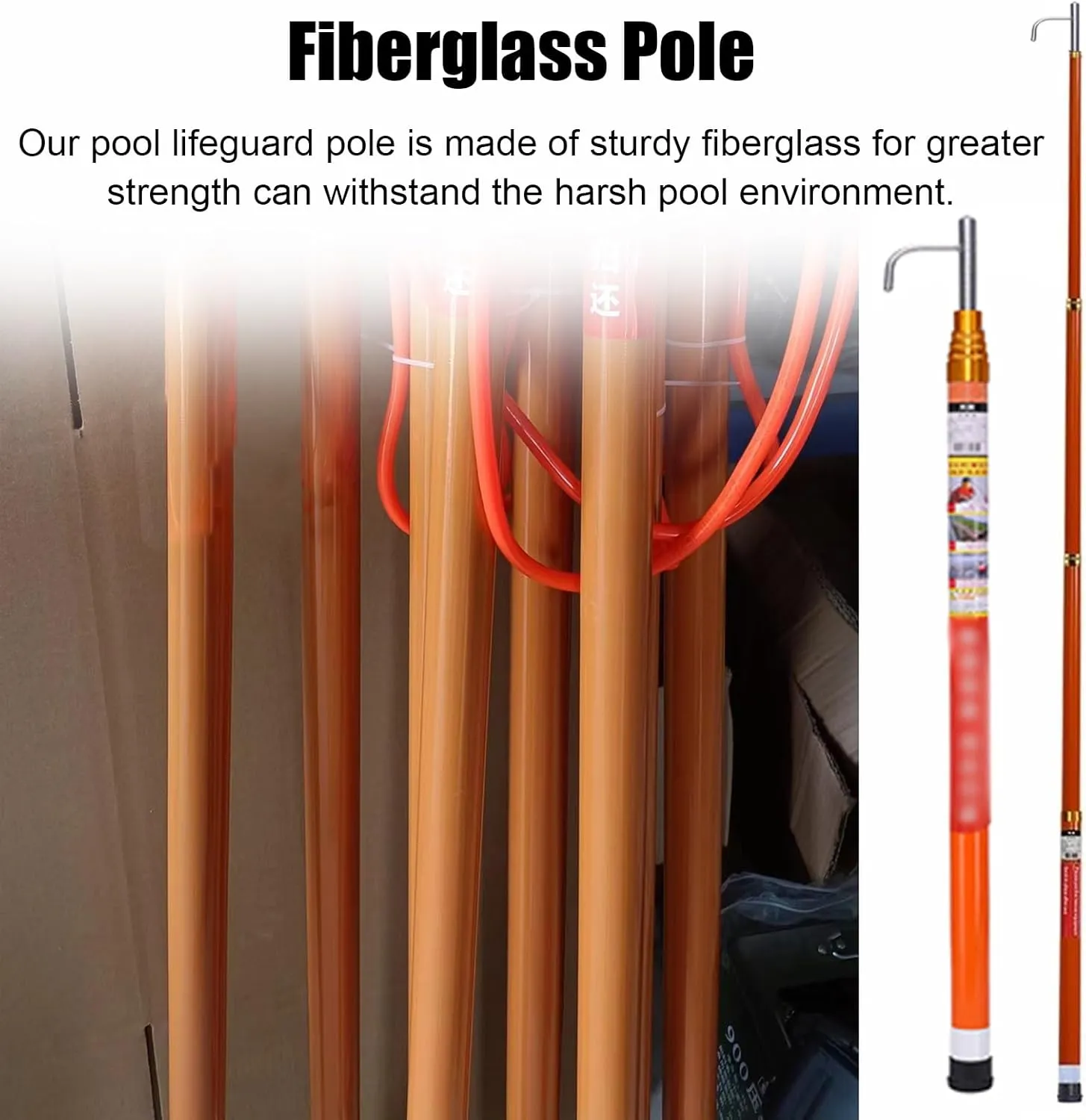 WDJBPSH Protable Fibreglass Boating Hooks with Telescopic Rod, Night Reflective Salvage Pole for Swimming & Boat, 4 5 6 M Lenght Professional Rescue Equipment Tool
