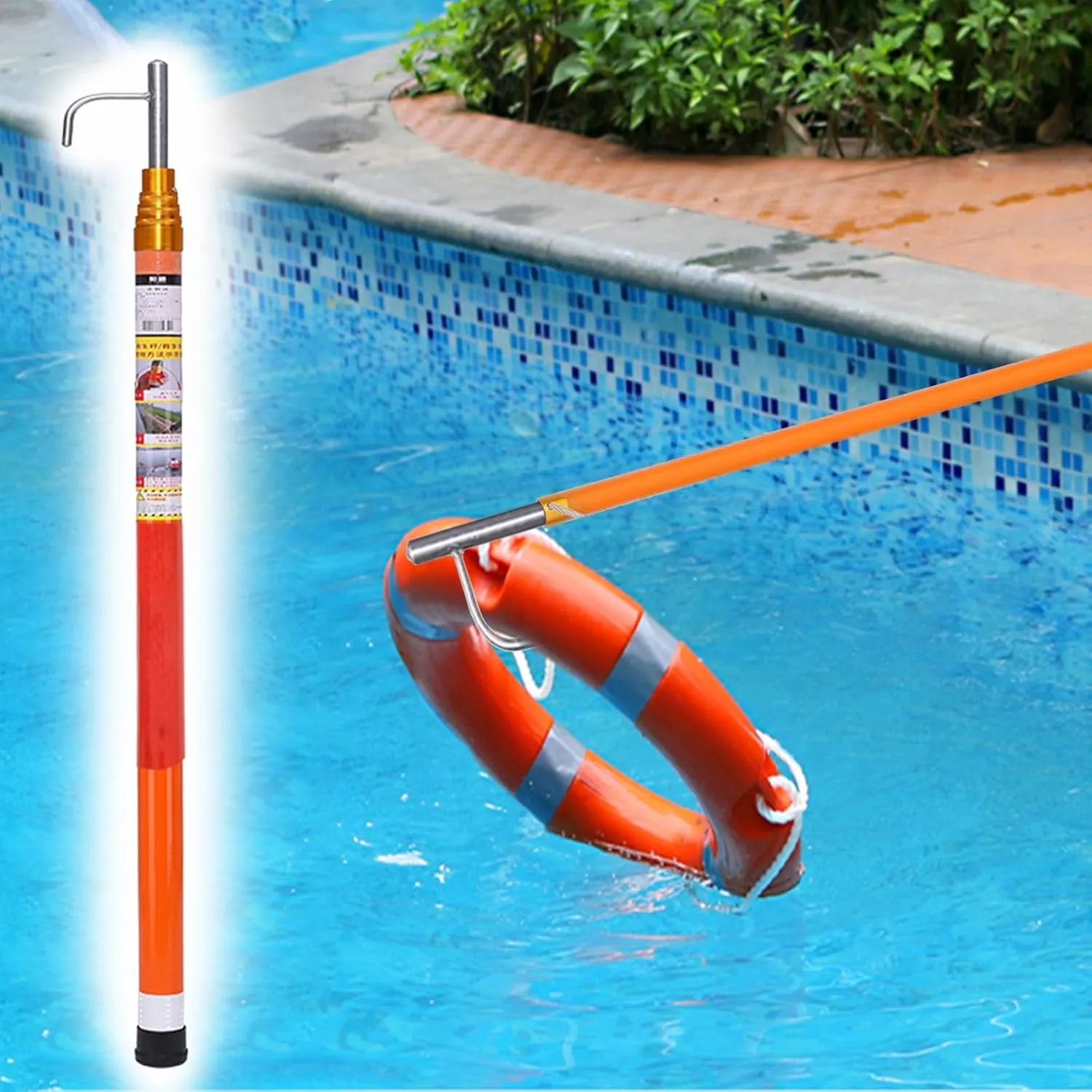 WDJBPSH Protable Fibreglass Boating Hooks with Telescopic Rod, Night Reflective Salvage Pole for Swimming & Boat, 4 5 6 M Lenght Professional Rescue Equipment Tool