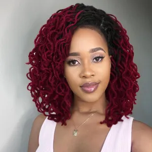 WIGER Double Full Lace Dreadlock Wig for Women Knotless Curly Bob Lace Frontal Micro Locs Hair Wigs with Baby Hair Ombre BUG Glueless Mini Twist Wigs African American Hair Afro Curly Faux Locs Wig