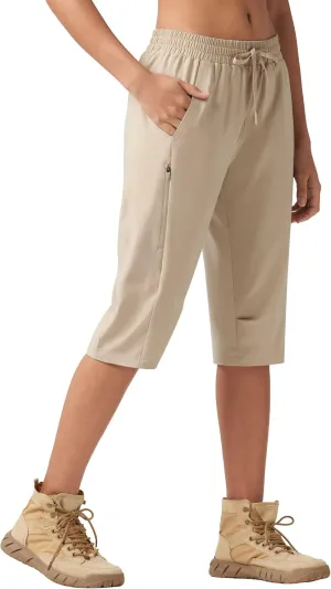 Willit Womens 15" Long Shorts Below Knee Length Capri Hiking Cargo Lightweight Quick Dry Water Resistant Zipper Pocket