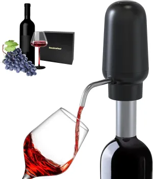 Wine Aerator Rechargeable with USB-C Port, Serving 30 Bottles More Per Charge, Enhancing the Flavor Instantly, 100% Food-Safe, Wine Accessories Perfect Wine Gifts for Wine Lovers - Black
