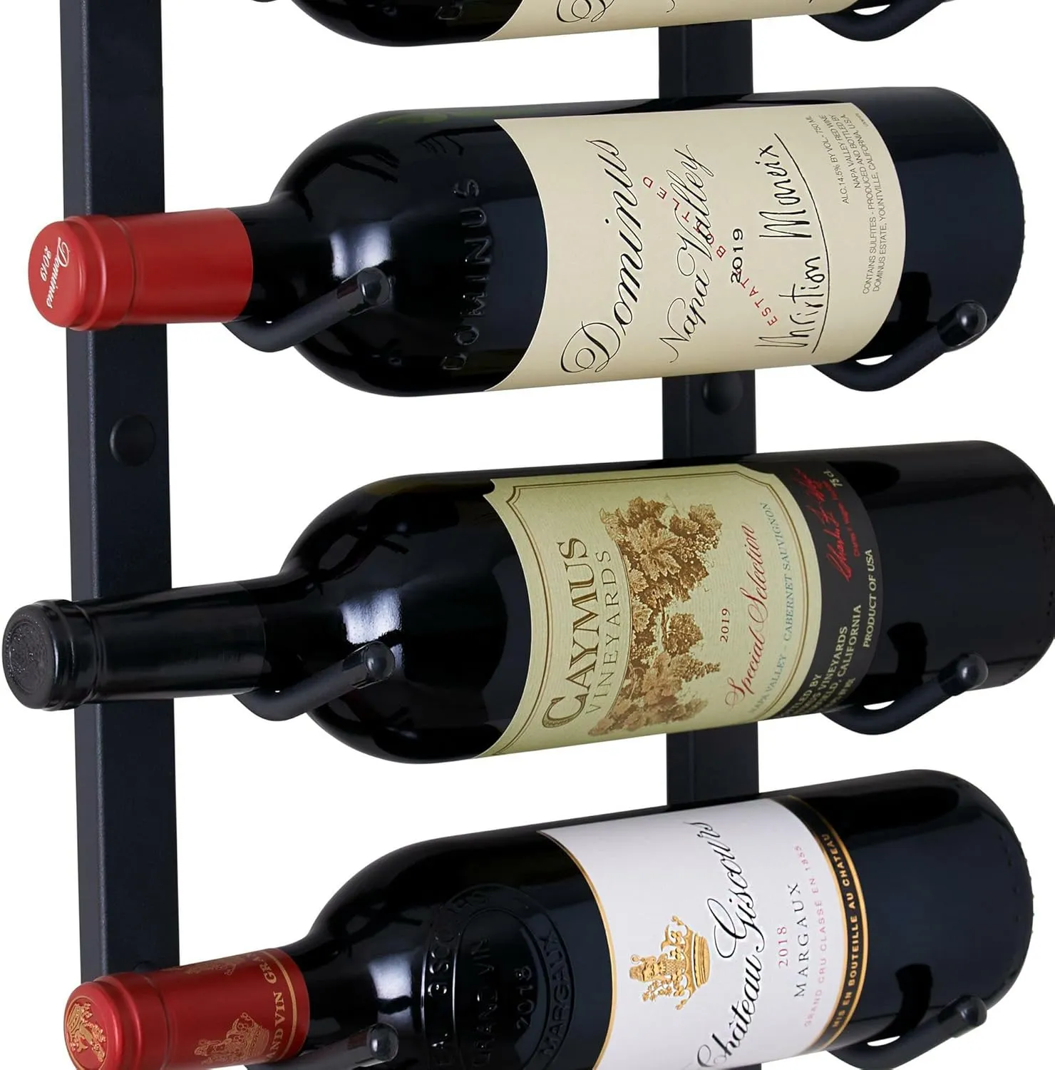 Wine Enthusiast N'FINITY 9 Bottle Wall Mounted Metal Wine Rack – Label Forward Wine Rack with Easy Installation - 3' Tall, 1 Column Deep (Black)