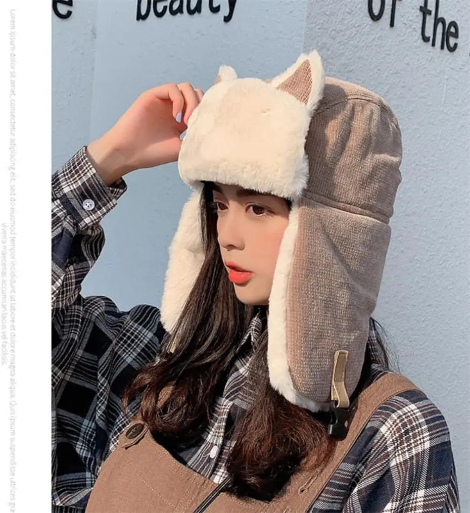 Winter Trapper Hat,Russian Ushanka Trooper Aviator Hats for Girl & Women,Snow Eskimo Hat with Ear Flaps for Cold Weather.